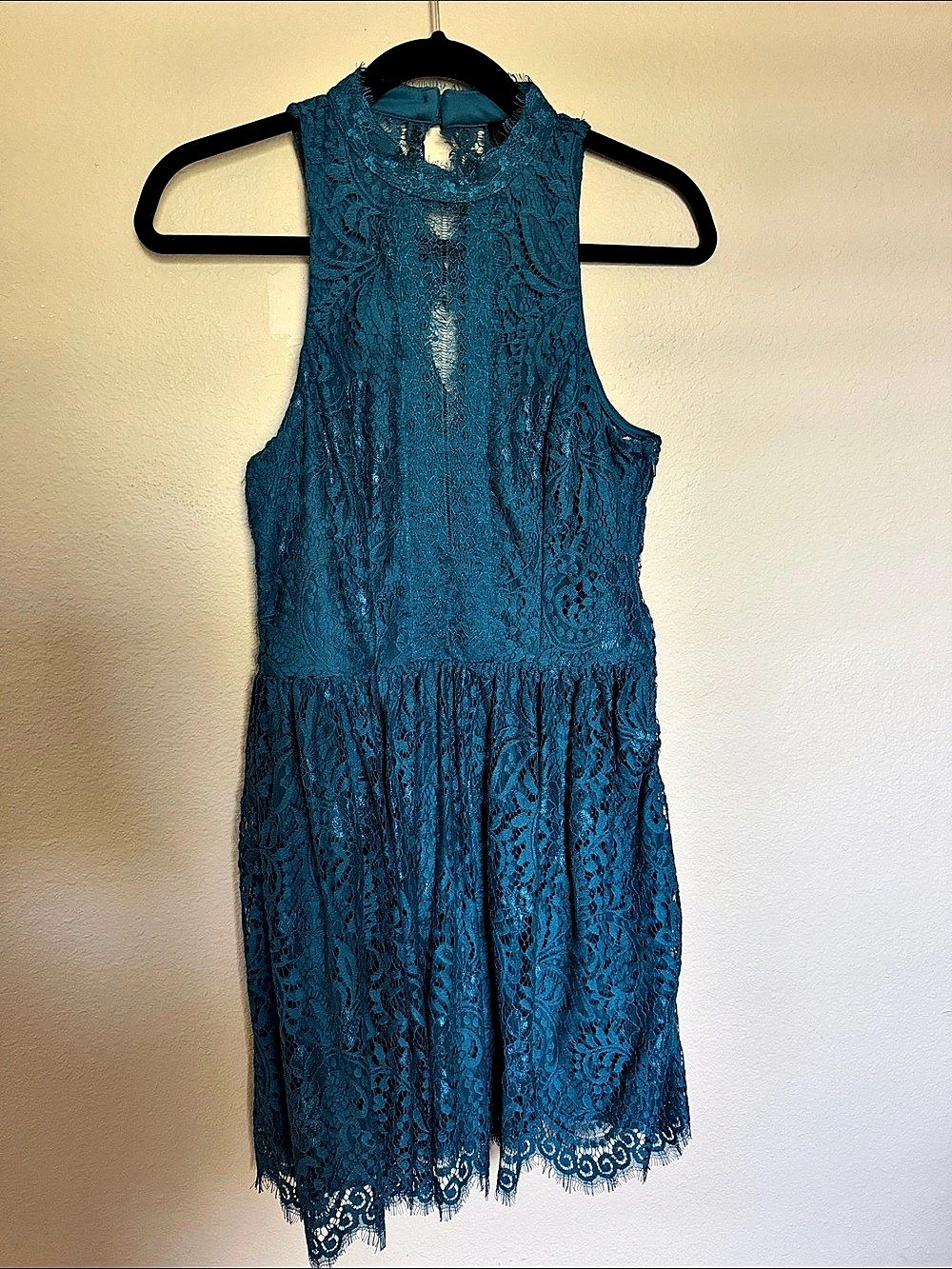 Trixxi Lace Mini Dress in Blue Size Medium Like New